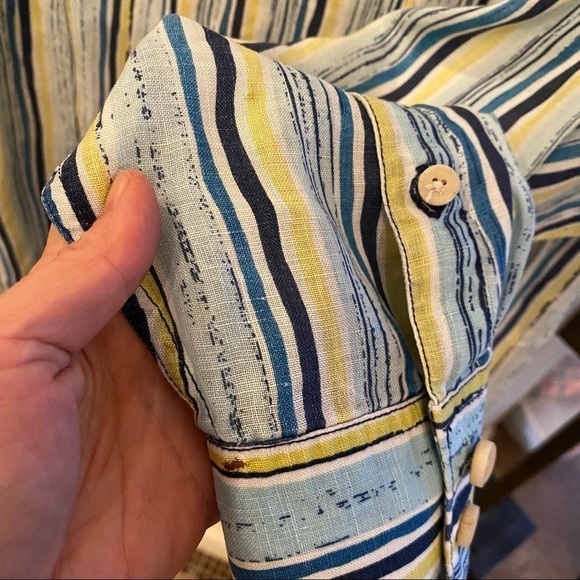 TOMMY BAHAMA Men 100% Linen Striped Buttoned Long Sleeve Shirt Size XL - Picture 6 of 12